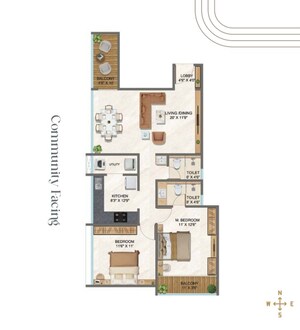 Floor Plan in 2 BHK Apartment at DP Force Tower, Baner – for Sale