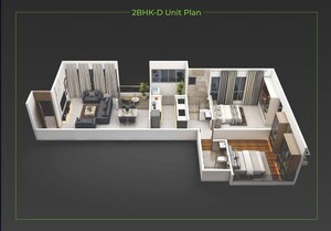 Floor Plan in 2 BHK Apartment at DP Force Tower, Baner – for Sale