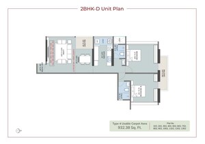 Floor Plan in 2 BHK Apartment at DP Force Tower, Baner – for Sale