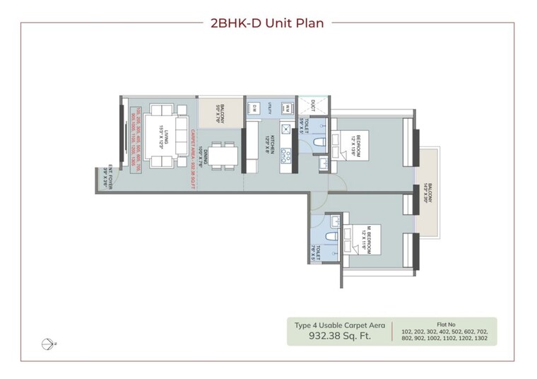 Floor Plan, dp-force-tower 2 Bedroom 853 Sq.Ft. Apartment In Baner Pune 10728773