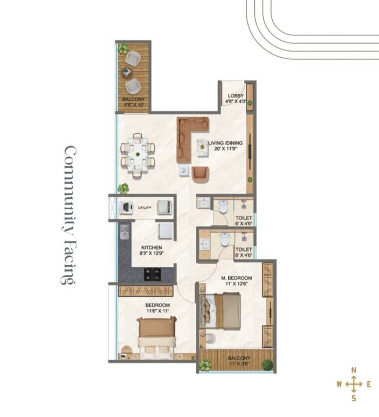Floor Plan, dp-force-tower 2.5 Bedroom 932 Sq.Ft. Apartment In Baner Pune 10729144