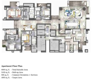 Floor Plan in 4 BHK Apartment at ATS Knightsbridge, Sector 124 – for Sale