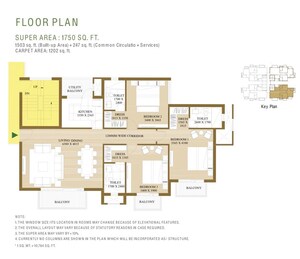 Floor Plan in 3 BHK Apartment at ATS Pristine, Sector 150 – for Sale