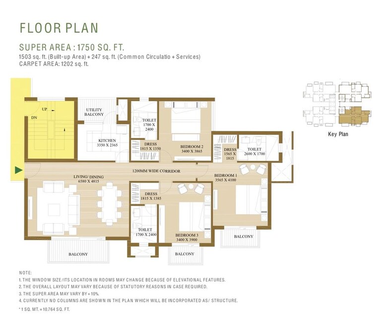 Floor Plan, ats-pristine 3 Bedroom 1750 Sq.Ft. Apartment In Sector 150 Noida 10729789