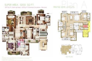 Floor Plan in 4 BHK Apartment at ATS Pristine, Sector 150 – for Sale