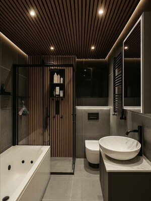 Bathroom in 3 BHK Apartment at Godrej Five Gardens, Matunga East – for Sale