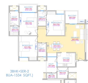 Floor Plan in 3.5 BHK Apartment at Ashadeep Vedanta, Jagatpura – for Sale