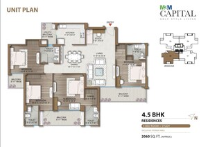 Floor Plan in 4 BHK Apartment at M3M Capital, Sector 113 – for Sale