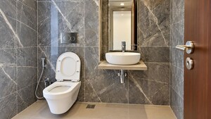 Bathroom in 3 BHK Apartment at Ruparel Ariana, Parel – for Sale