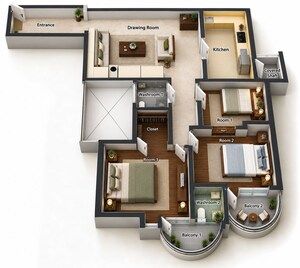 Floor Plan in 3 BHK Builder Floor at Vaishali Sector 2 – for Sale