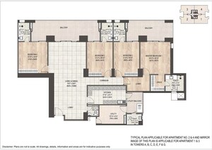 Floor Plan in 4 BHK Apartment at DLF Privana South, Sector 76 – for Sale