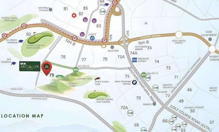 Map Location, m3m-antalya-hills 3.5 Bedroom 1557 Sq.Ft. Builder Floor In Sector 79 Gurgaon 10733102