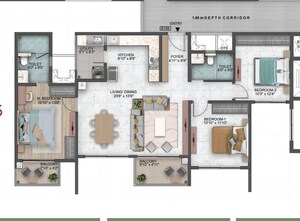 Floor Plan in 3 BHK Apartment at Sumadhura Capitol Residences, Whitefield – for Sale