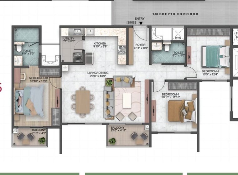 Floor Plan, sumadhura-capitol-residences 3 Bedroom 1810 Sq.Ft. Apartment In Whitefield Bangalore 10711390