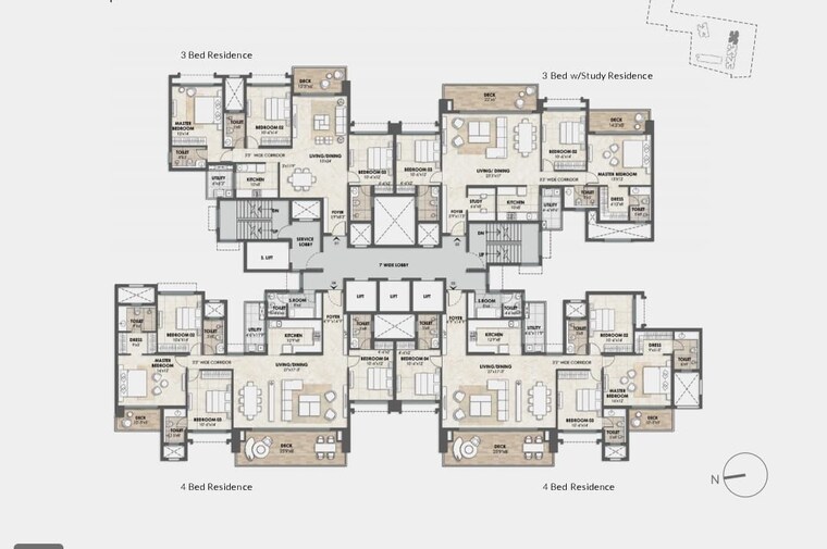 Floor Plan, lodha-azur 3 Bedroom 1900 Sq.Ft. Apartment In Bannerghatta Road Bangalore 10734457