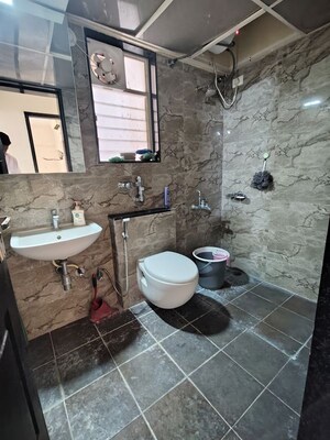 Bathroom in 3 BHK Apartment at Nyati Enchante, Wadgaon Sheri – for Rent