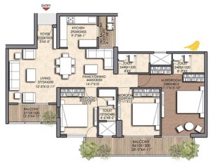 Floor Plan in 3 BHK Apartment at Prateek Canary, Sector 150 – for Sale