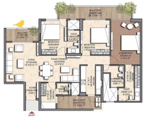 Floor Plan in 3 BHK Apartment at Prateek Canary, Sector 150 – for Sale
