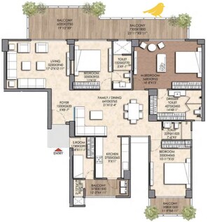 Floor Plan in 3 BHK Apartment at Prateek Canary, Sector 150 – for Sale