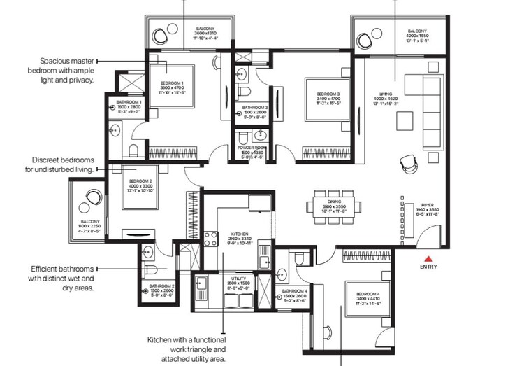 Floor Plan, sobha-altair 3 Bedroom 1894 Sq.Ft. Apartment In Off Sarjapur Road Bangalore 10735047