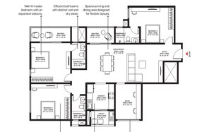 Floor Plan in 3 BHK Apartment at Sobha Altair, Off Sarjapur Road – for Sale
