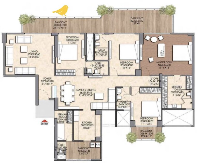 Floor Plan, prateek-canary 4 Bedroom 3355 Sq.Ft. Apartment In Sector 150 Noida 10735054