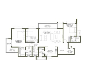 Floor Plan in 3 BHK Apartment at Godrej Lakeside Orchard, Sarjapur Road – for Sale
