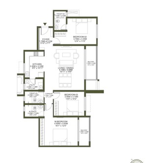 Floor Plan in 3 BHK Apartment at Godrej Lakeside Orchard, Sarjapur Road – for Sale