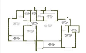 Floor Plan in 3 BHK Apartment at Godrej Lakeside Orchard, Sarjapur Road – for Sale