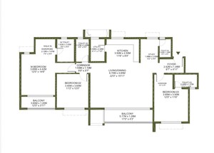 Floor Plan in 3 BHK Apartment at Godrej Lakeside Orchard, Sarjapur Road – for Sale