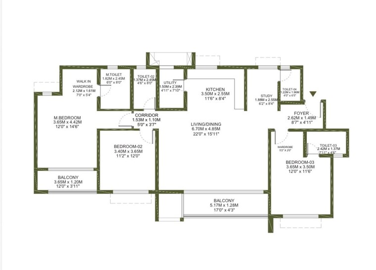 Floor Plan, godrej-lakeside-orchard 3 Bedroom 1790 Sq.Ft. Apartment In Sarjapur Road Bangalore 10735113