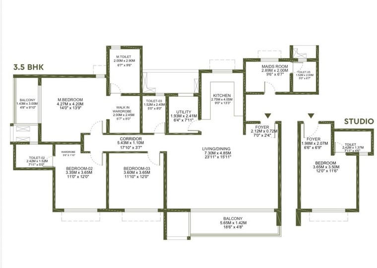 Floor Plan, godrej-lakeside-orchard 3 Bedroom 1790 Sq.Ft. Apartment In Sarjapur Road Bangalore 10735113