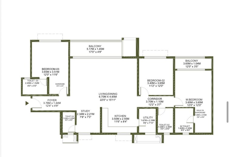 Floor Plan, godrej-lakeside-orchard 3 Bedroom 1790 Sq.Ft. Apartment In Sarjapur Road Bangalore 10735113