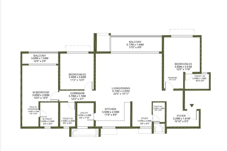 Floor Plan, godrej-lakeside-orchard 3 Bedroom 1790 Sq.Ft. Apartment In Sarjapur Road Bangalore 10735113