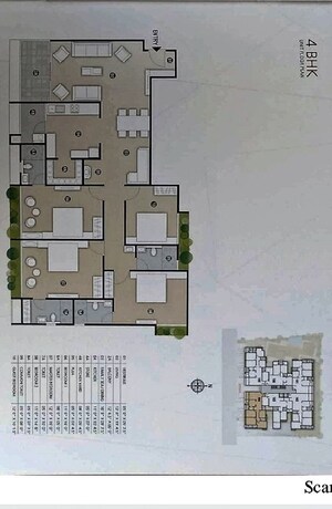 Floor Plan in 4 BHK Apartment at Ambli – for Rent