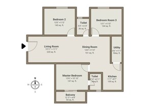 Floor Plan in 3 BHK Apartment at Sai Purvi Symphony, Gunjur – for Sale
