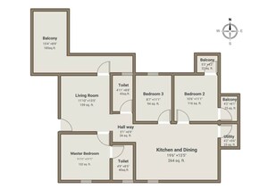 Floor Plan in 2.5 BHK Apartment at Myhna Maple, Varthur – for Sale