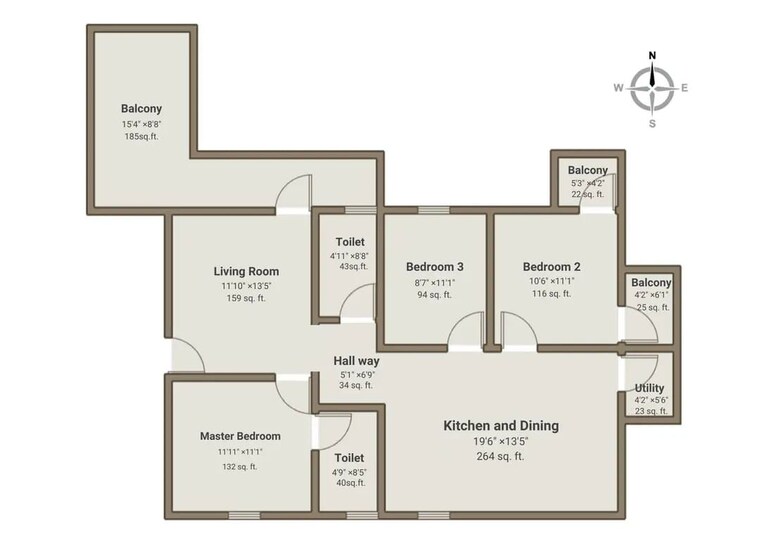 Floor Plan, myhna-maple 2.5 Bedroom 1540 Sq.Ft. Apartment In Varthur Bangalore 10736036