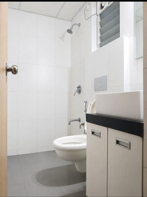 Bathroom in 1.5 BHK Apartment at Godrej Emerald, Ghodbunder Road – for Rent
