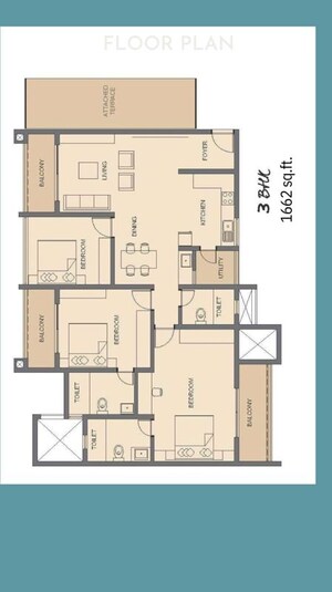 Floor Plan in 3 BHK Apartment at Rohan Avriti, Whitefield – for Rent