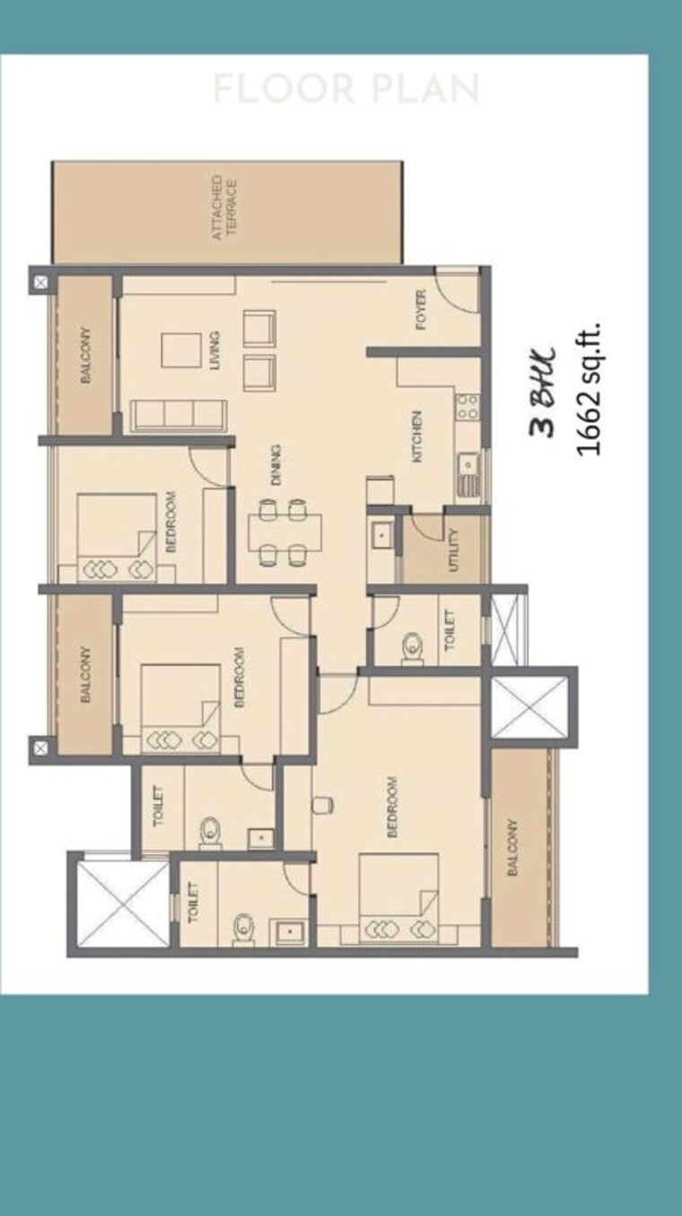 Floor Plan, rohan-avriti 3 Bedroom 1513 Sq.Ft. Apartment In Whitefield Bangalore 10737000