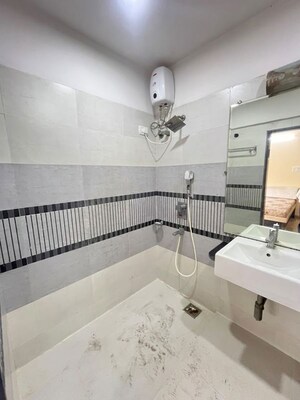 Bathroom in 3 BHK Apartment at Bharat Shiv Sai Paradise, Majiwada – for Rent