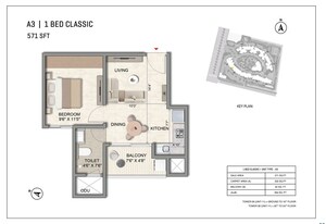 Floor Plan in 1 BHK Apartment at Prestige Parklane, Devanahalli – for Sale