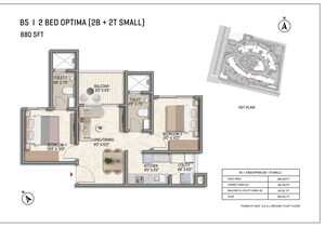 Floor Plan in 2 BHK Apartment at Prestige Parklane, Devanahalli – for Sale