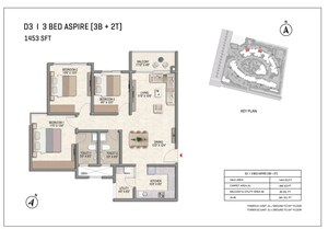 Floor Plan in 3 BHK Apartment at Prestige Parklane, Devanahalli – for Sale