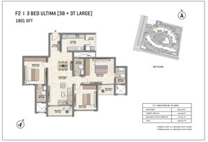 Floor Plan in 3 BHK Apartment at Prestige Parklane, Devanahalli – for Sale