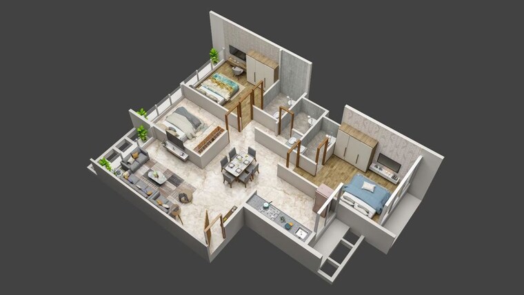 Floor Plan, neelkanth-darshan-kharghar 3 Bedroom 1000 Sq.Ft. Apartment In Kharghar Sector 34 Navi Mumbai 10738997