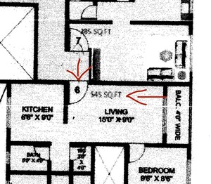 Floor Plan in 1 BHK Apartment at Jai Mata Di Complex, Kalher – for Sale