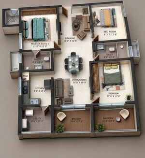 Floor Plan in 2.5 BHK Apartment at Candeur Crescent, Serilingampally – for Sale