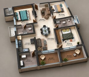 Floor Plan in 2.5 BHK Apartment at Candeur Crescent, Serilingampally – for Sale